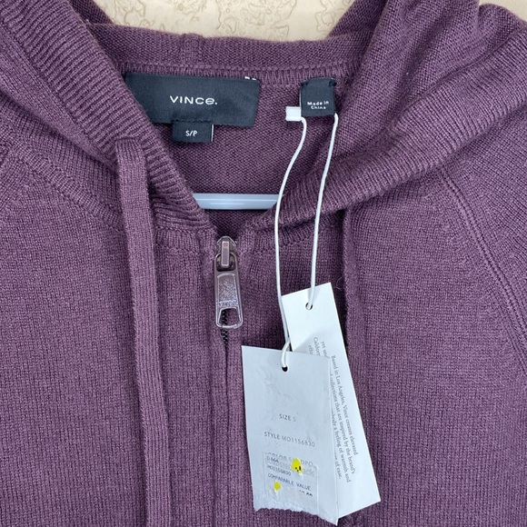 NWT VINCE Men’s Wool Cashmere full zip hooded sweater size small - Picture 4 of 11